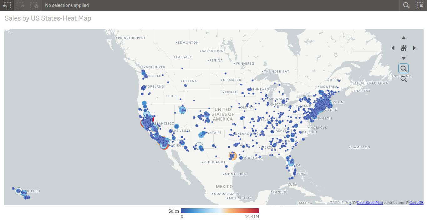 Oracle EBS Qlik Sales by US Heat Map